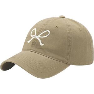 Unisex Khaki Embroidered Bow Tie 100% Cotton Adjustable Fit Classic Baseball Cap
